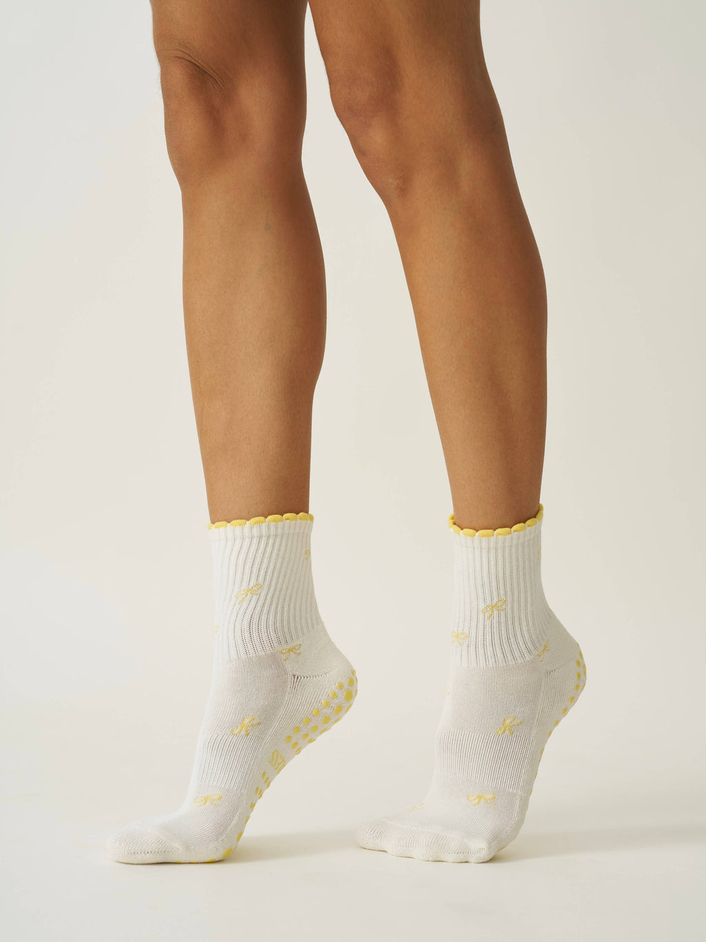 The Butter Yellow Bow Pilates Socks