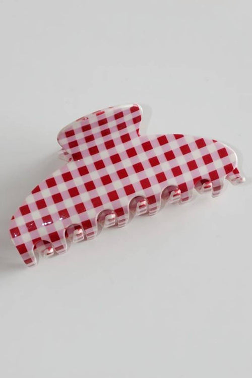 Plaid Red Claw Clip