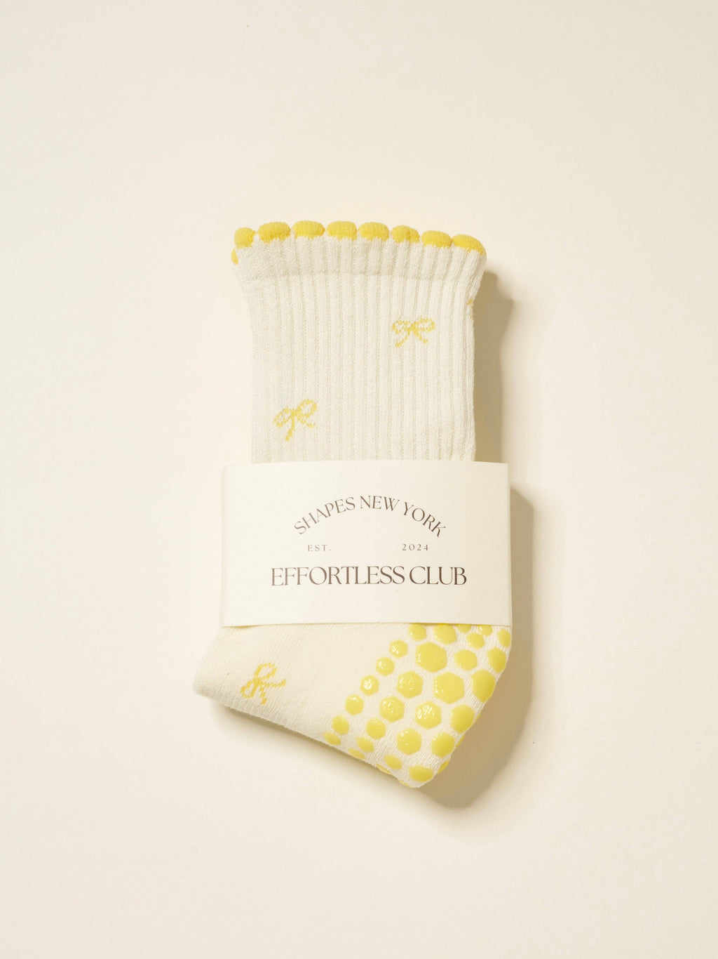 The Butter Yellow Bow Pilates Socks