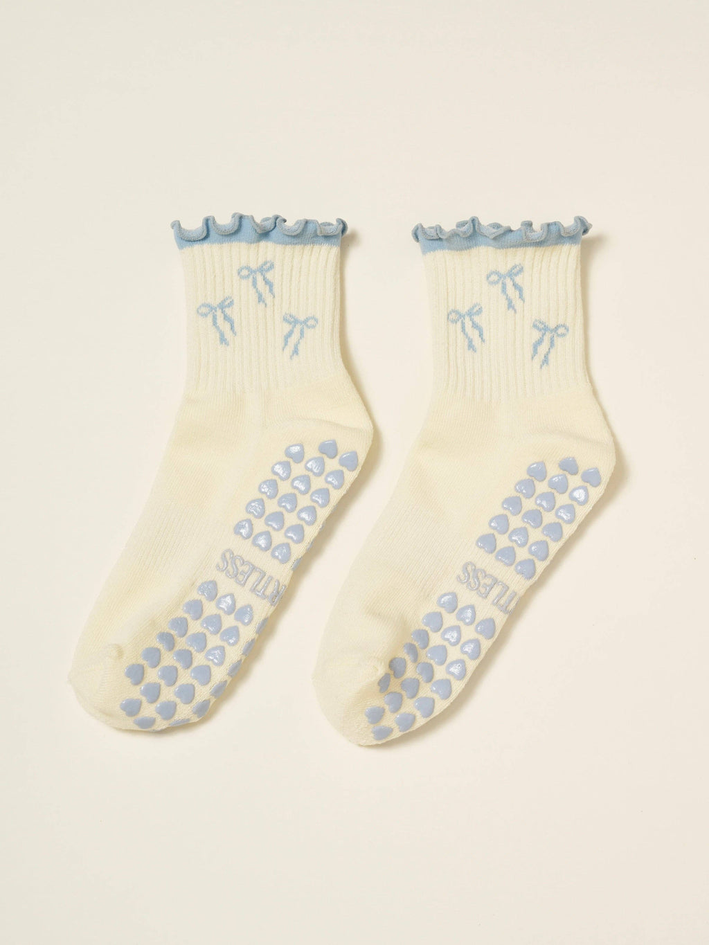 The Dusty Blue Bow Pilates Socks