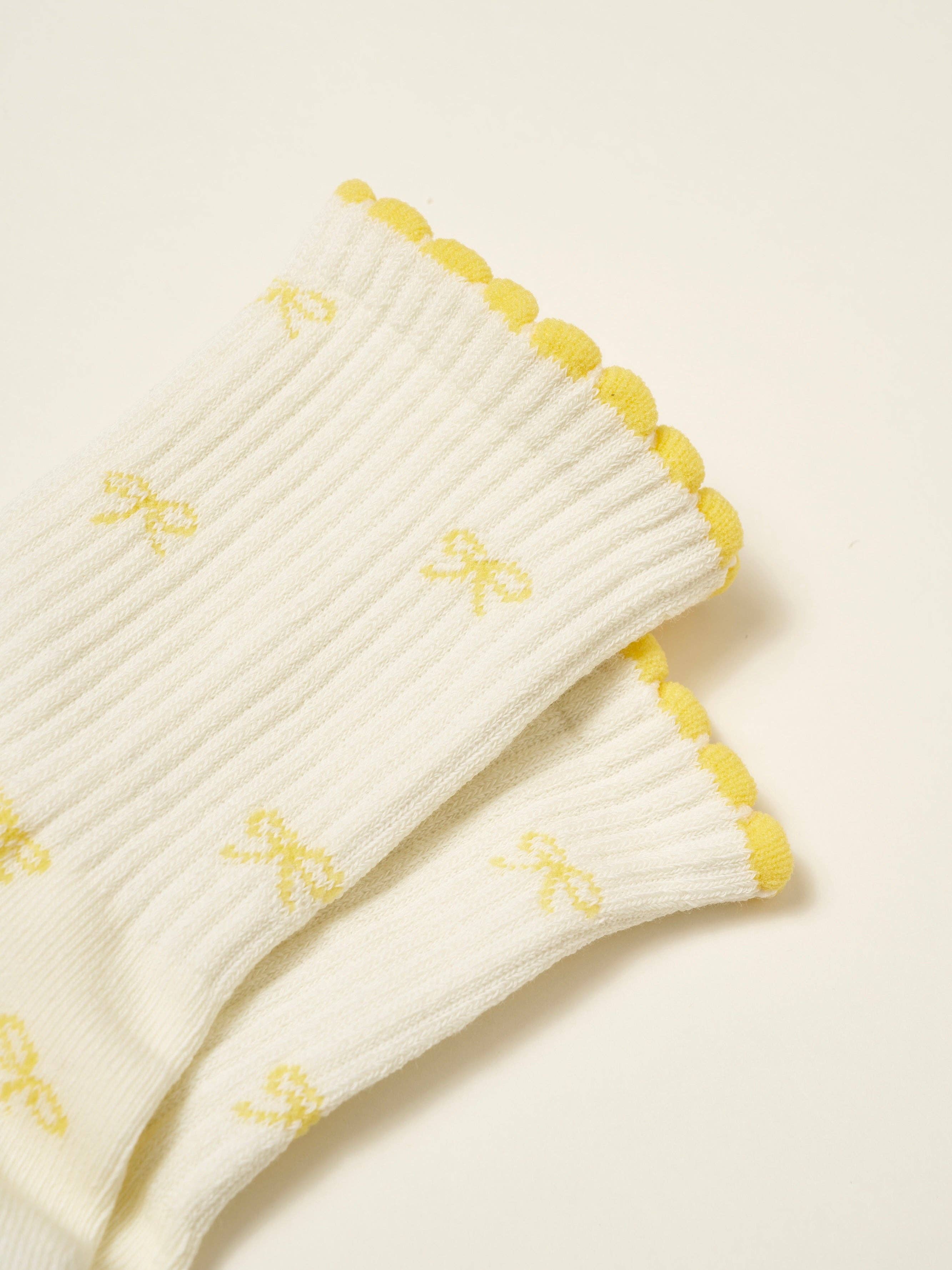 The Butter Yellow Bow Pilates Socks