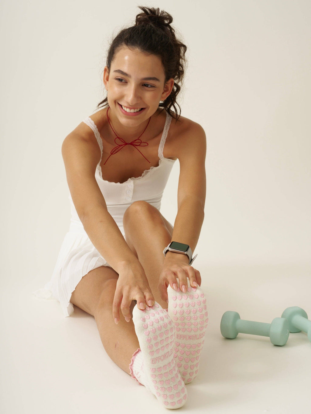The Blush Pink Bow Pilates Socks
