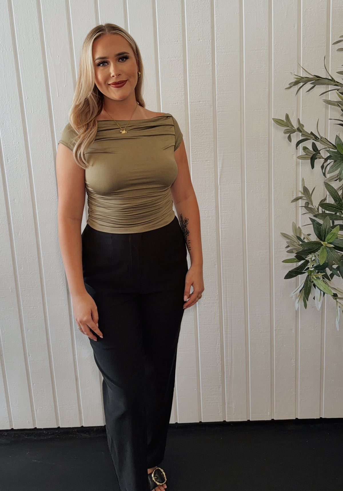 Olive Drape Top