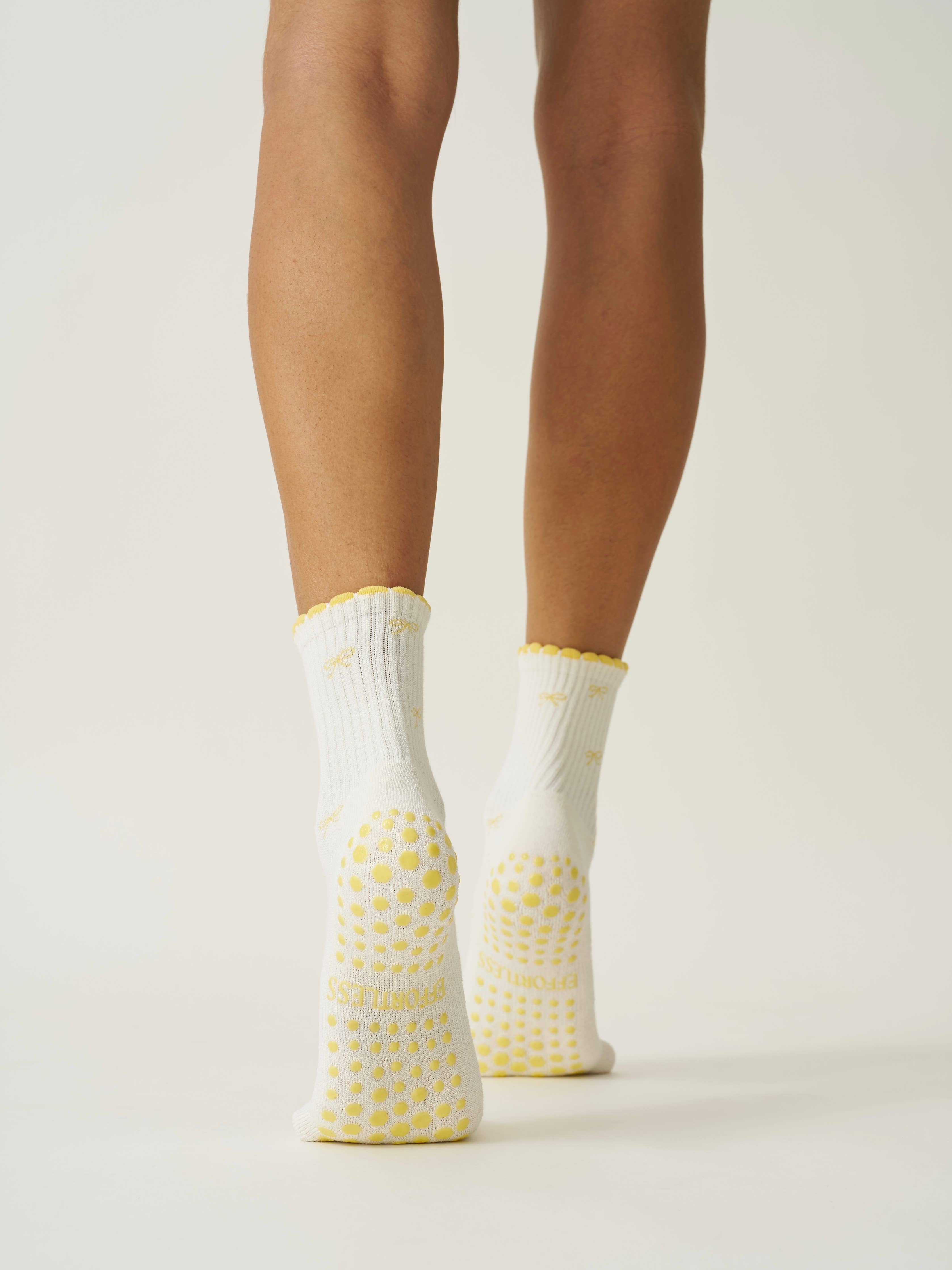 The Butter Yellow Bow Pilates Socks