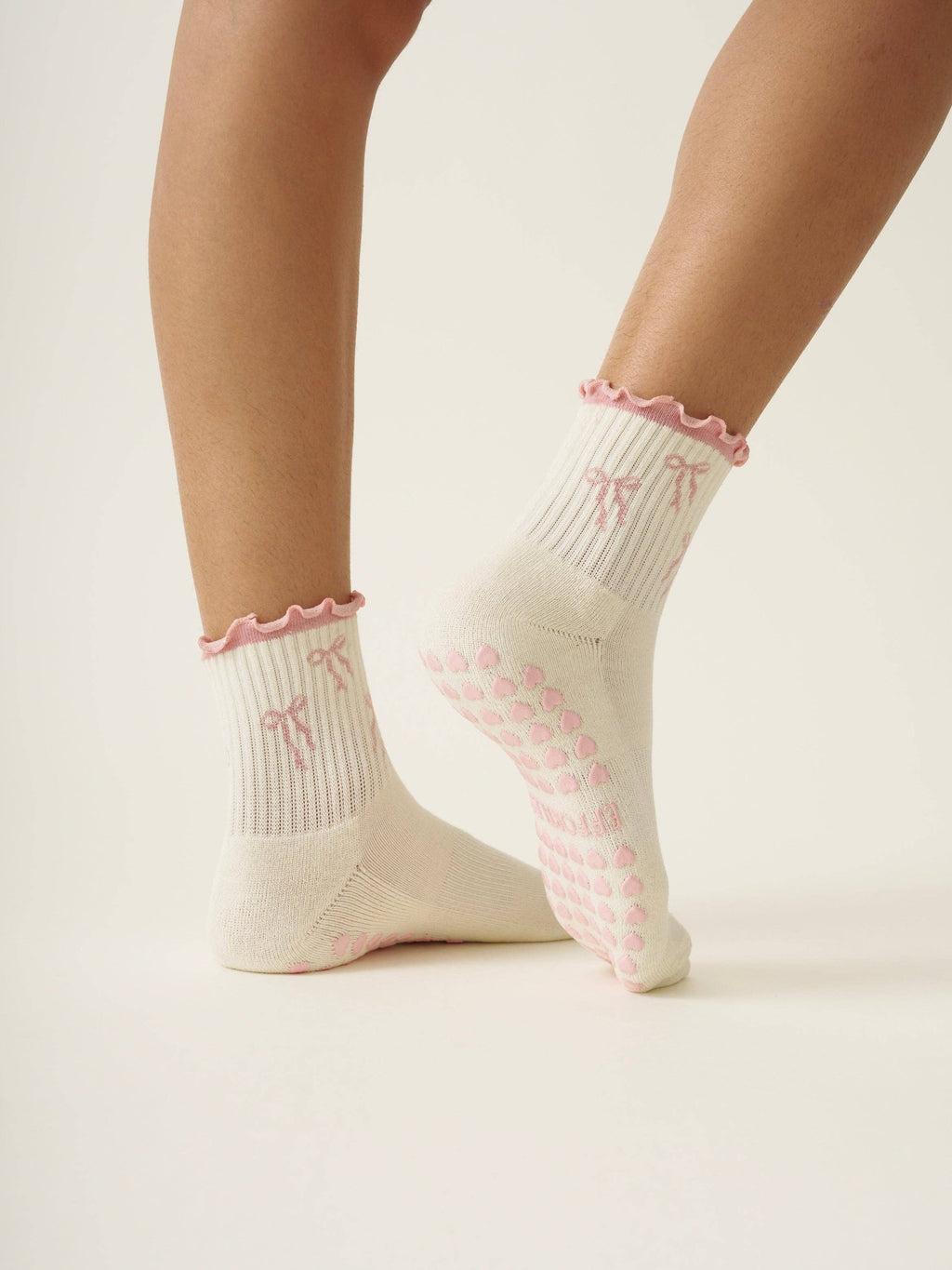The Blush Pink Bow Pilates Socks