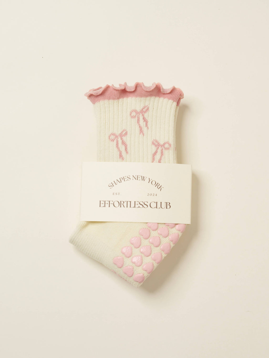 The Blush Pink Bow Pilates Socks