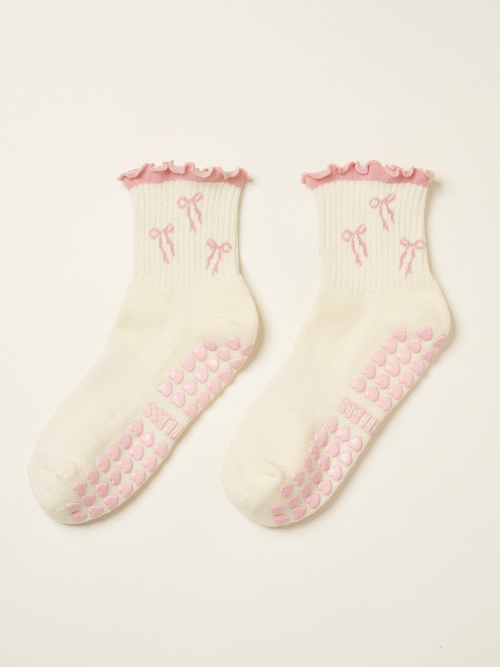 The Blush Pink Bow Pilates Socks